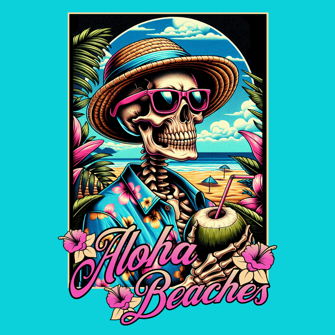 Aloha Beaches Skeleton Unisex T-Shirt - T - Generates