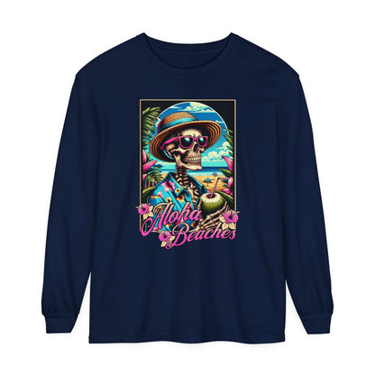 Aloha Beaches Skeleton Unisex Long Sleeve T-Shirt - T - Generates