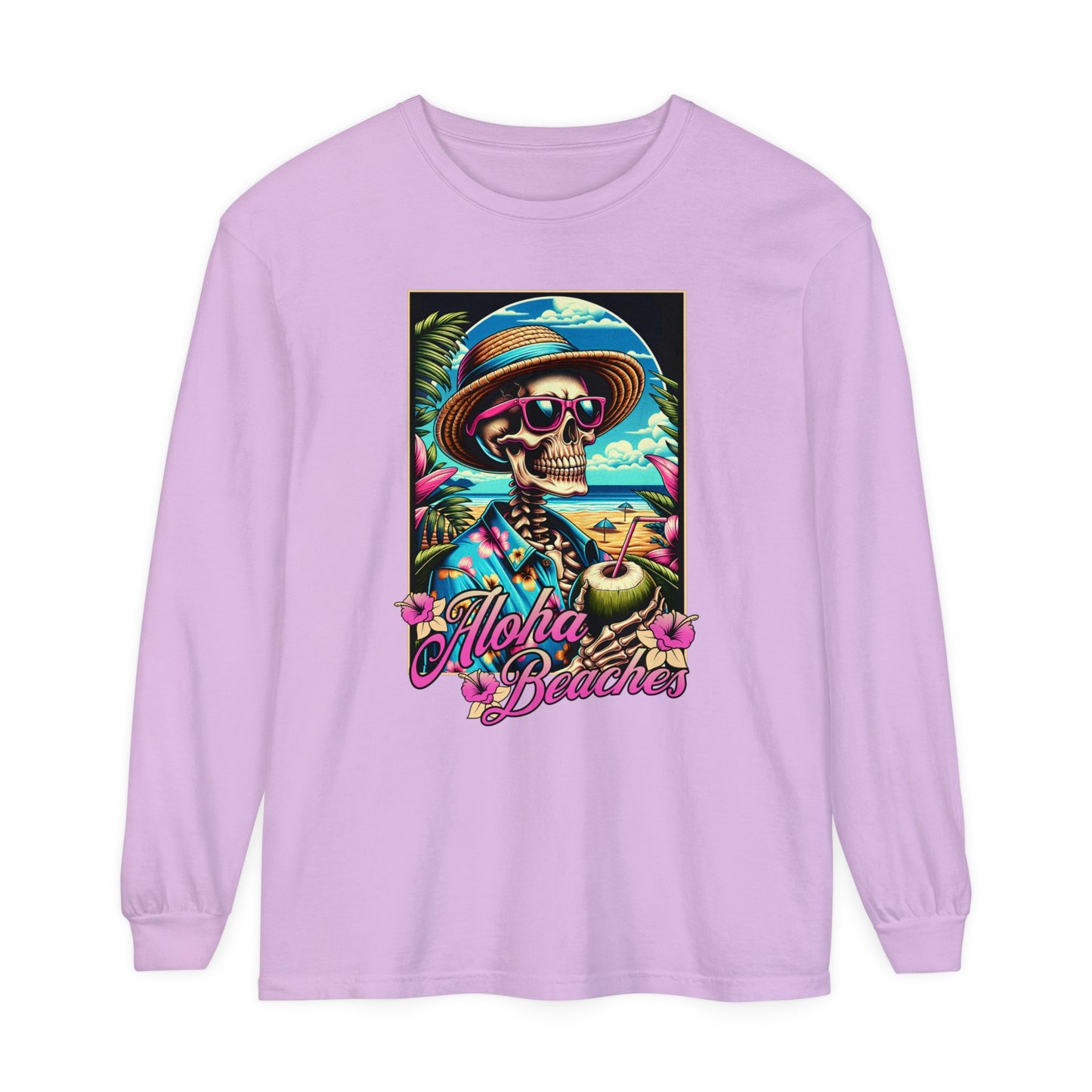 Aloha Beaches Skeleton Unisex Long Sleeve T-Shirt - T - Generates