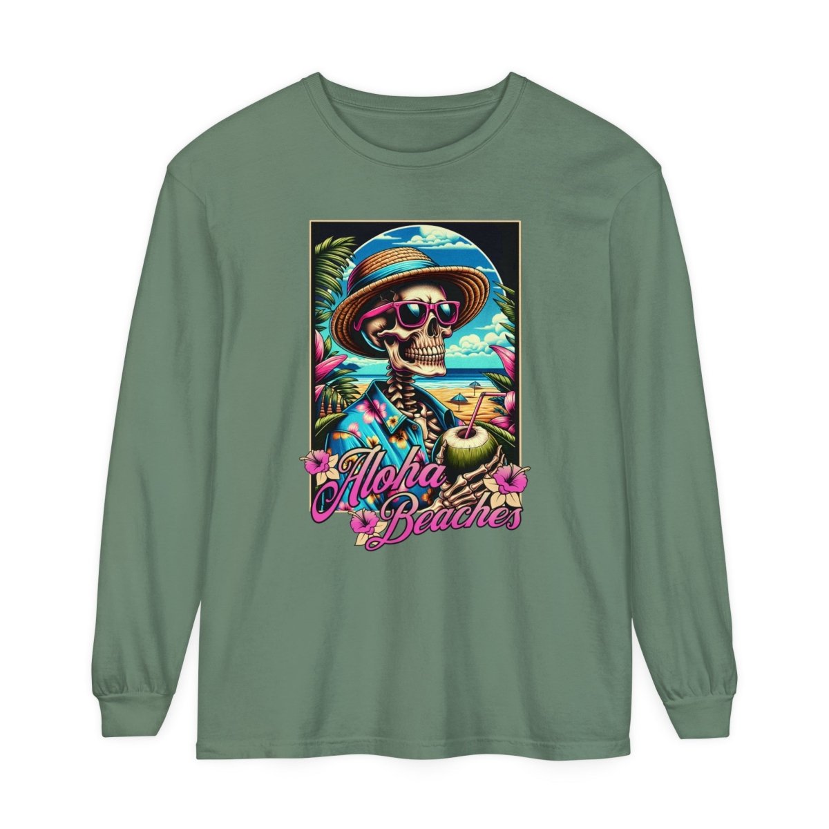 Aloha Beaches Skeleton Unisex Long Sleeve T-Shirt - T - Generates