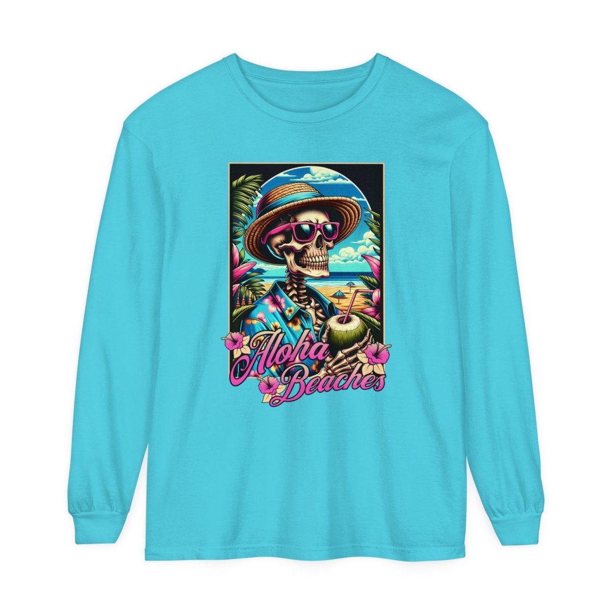 Aloha Beaches Skeleton Unisex Long Sleeve T-Shirt - T - Generates