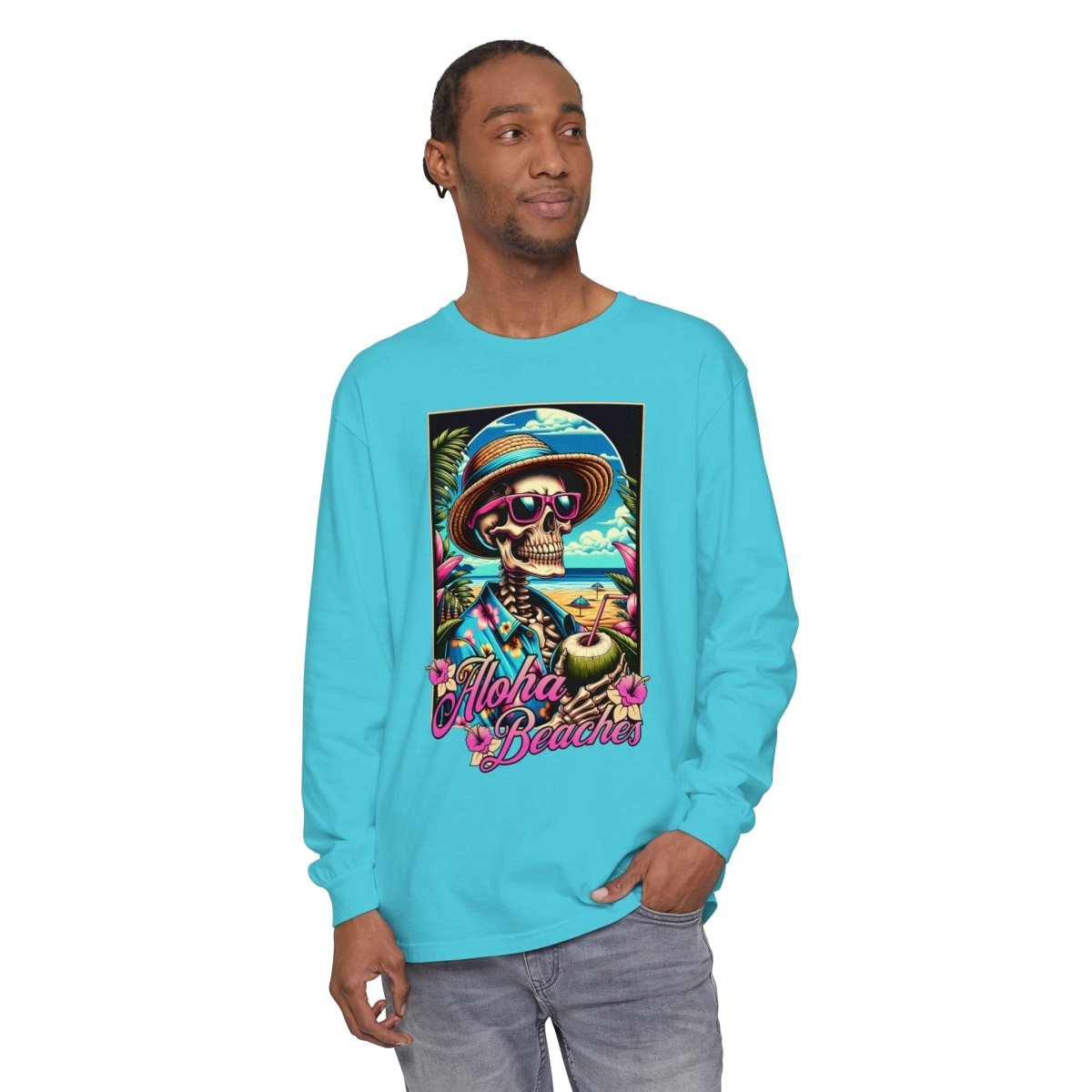 Aloha Beaches Skeleton Unisex Long Sleeve T-Shirt - T - Generates