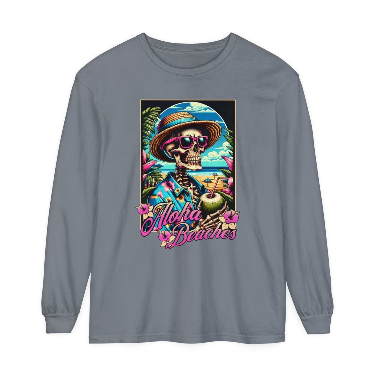 Aloha Beaches Skeleton Unisex Long Sleeve T-Shirt - T - Generates