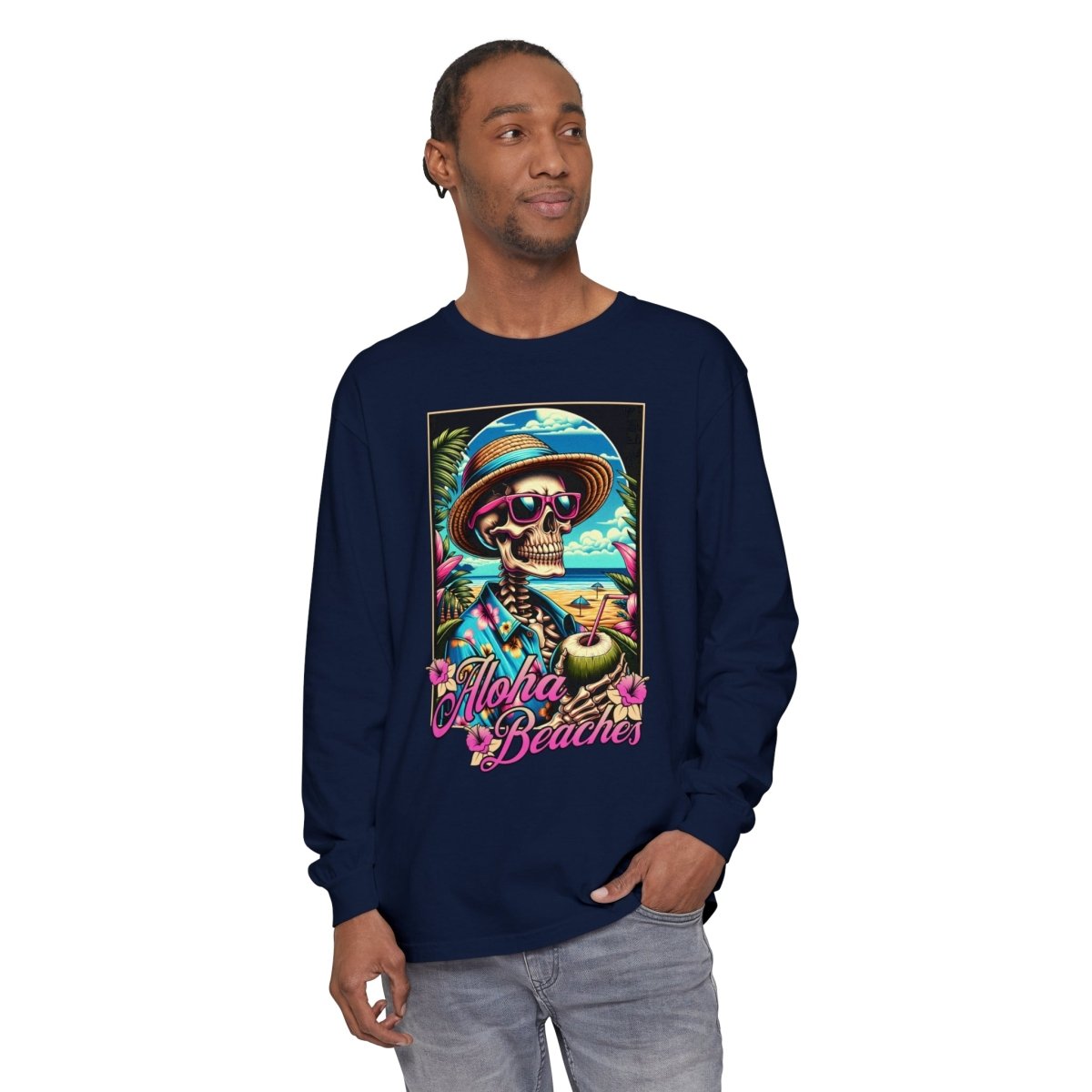 Aloha Beaches Skeleton Unisex Long Sleeve T-Shirt - T - Generates