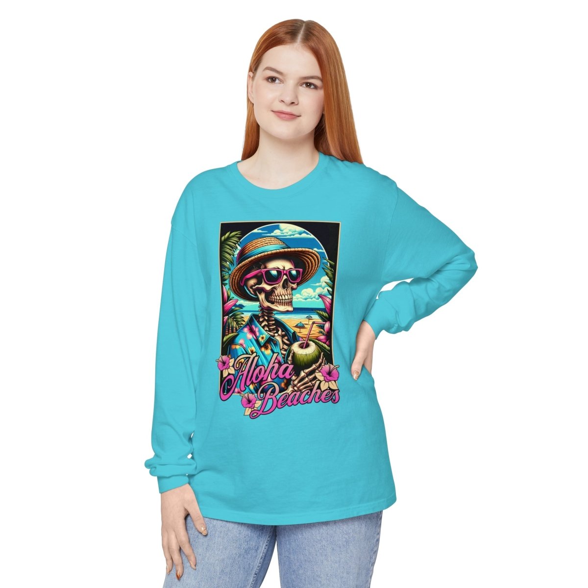 Aloha Beaches Skeleton Unisex Long Sleeve T-Shirt - T - Generates