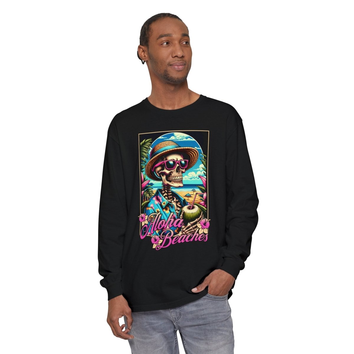 Aloha Beaches Skeleton Unisex Long Sleeve T-Shirt - T - Generates