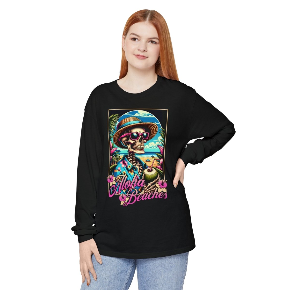 Aloha Beaches Skeleton Unisex Long Sleeve T-Shirt - T - Generates