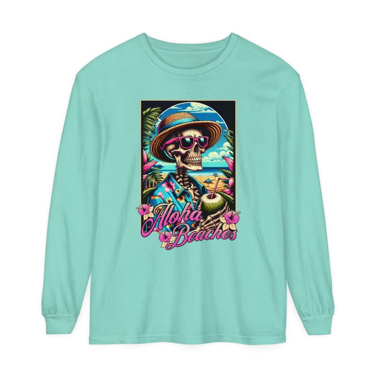 Aloha Beaches Skeleton Unisex Long Sleeve T-Shirt - T - Generates