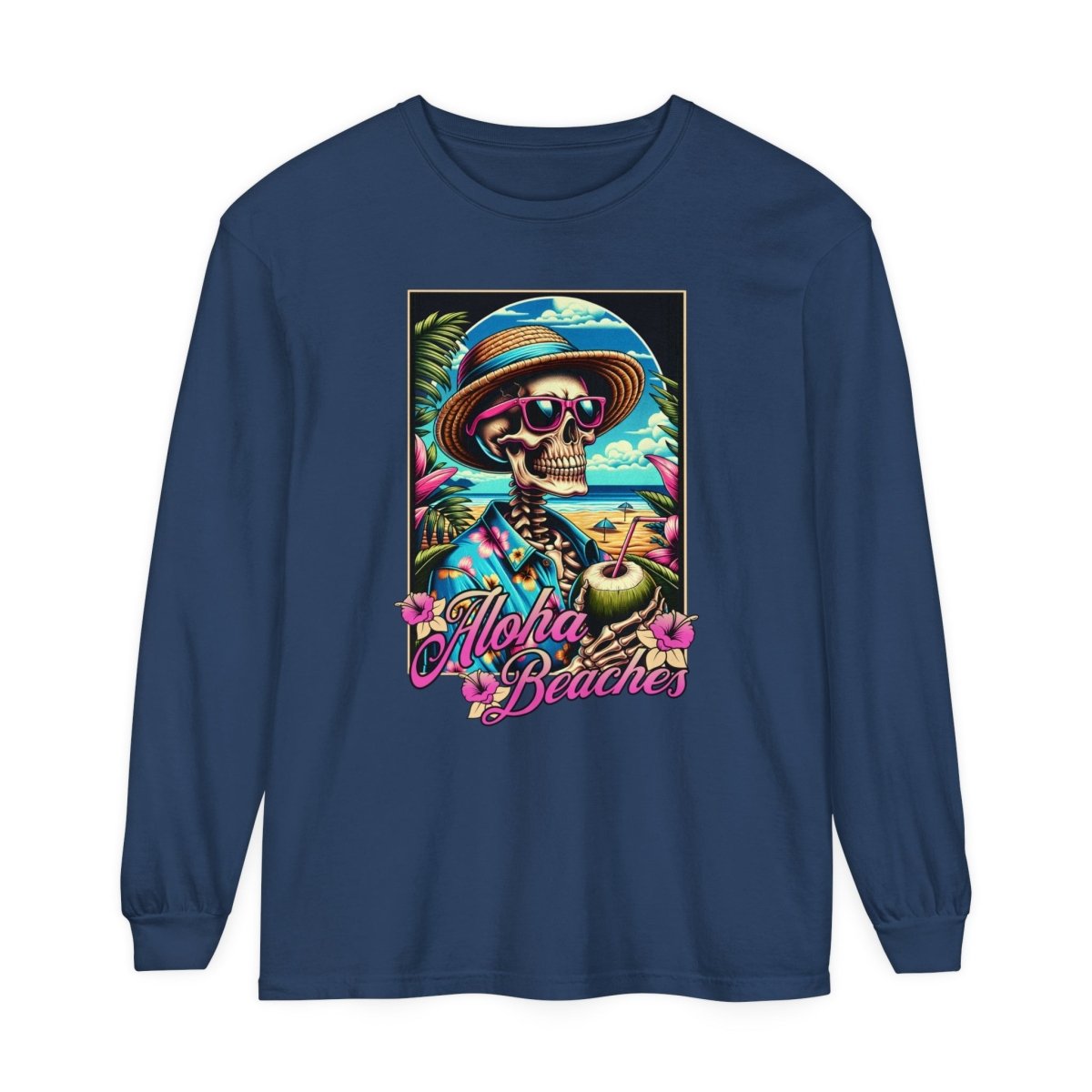 Aloha Beaches Skeleton Unisex Long Sleeve T-Shirt - T - Generates