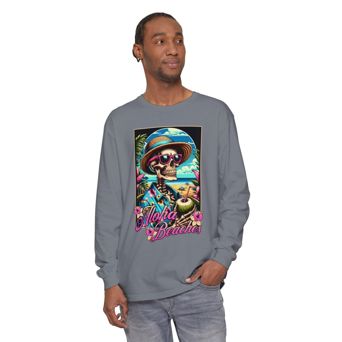 Aloha Beaches Skeleton Unisex Long Sleeve T-Shirt - T - Generates