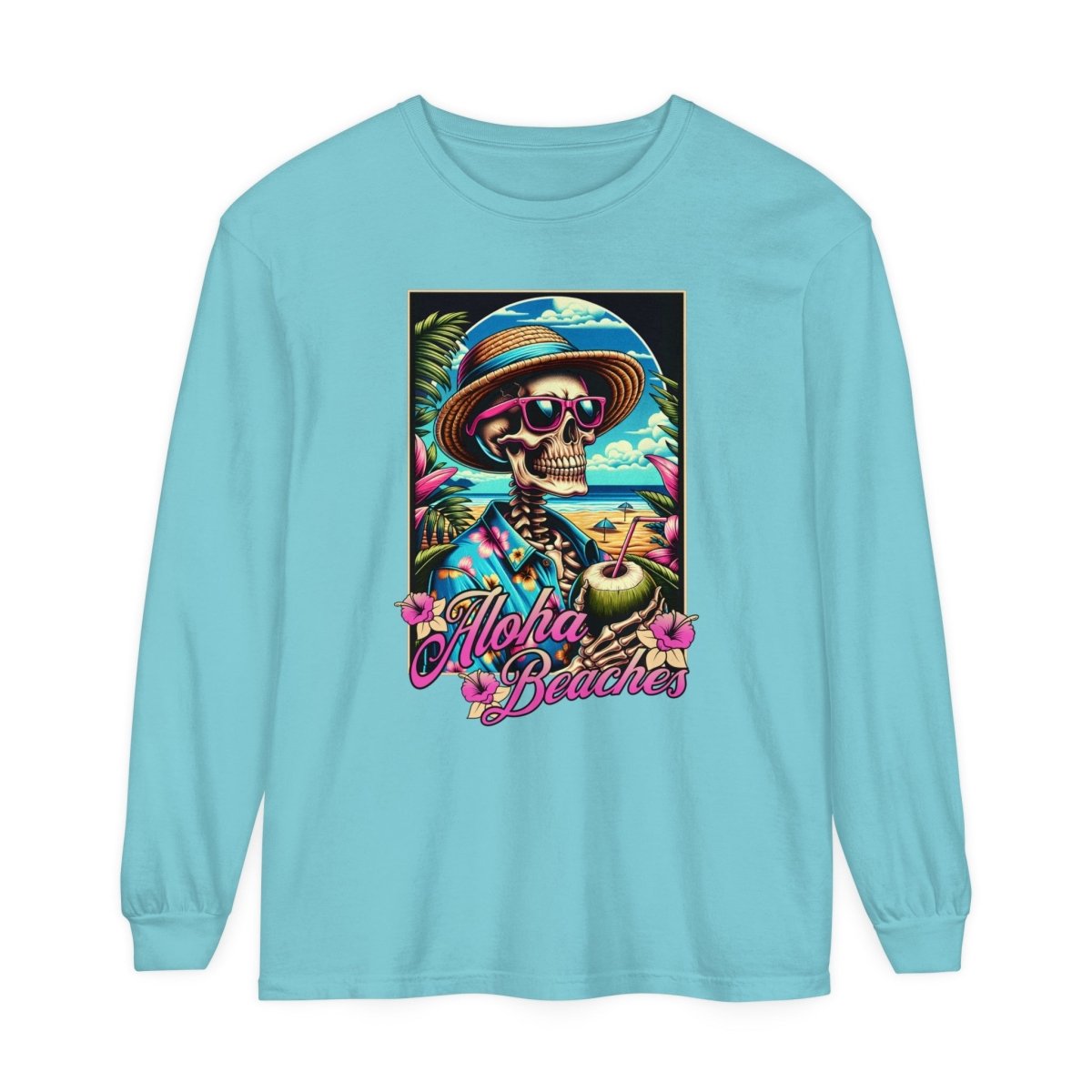 Aloha Beaches Skeleton Unisex Long Sleeve T-Shirt - T - Generates