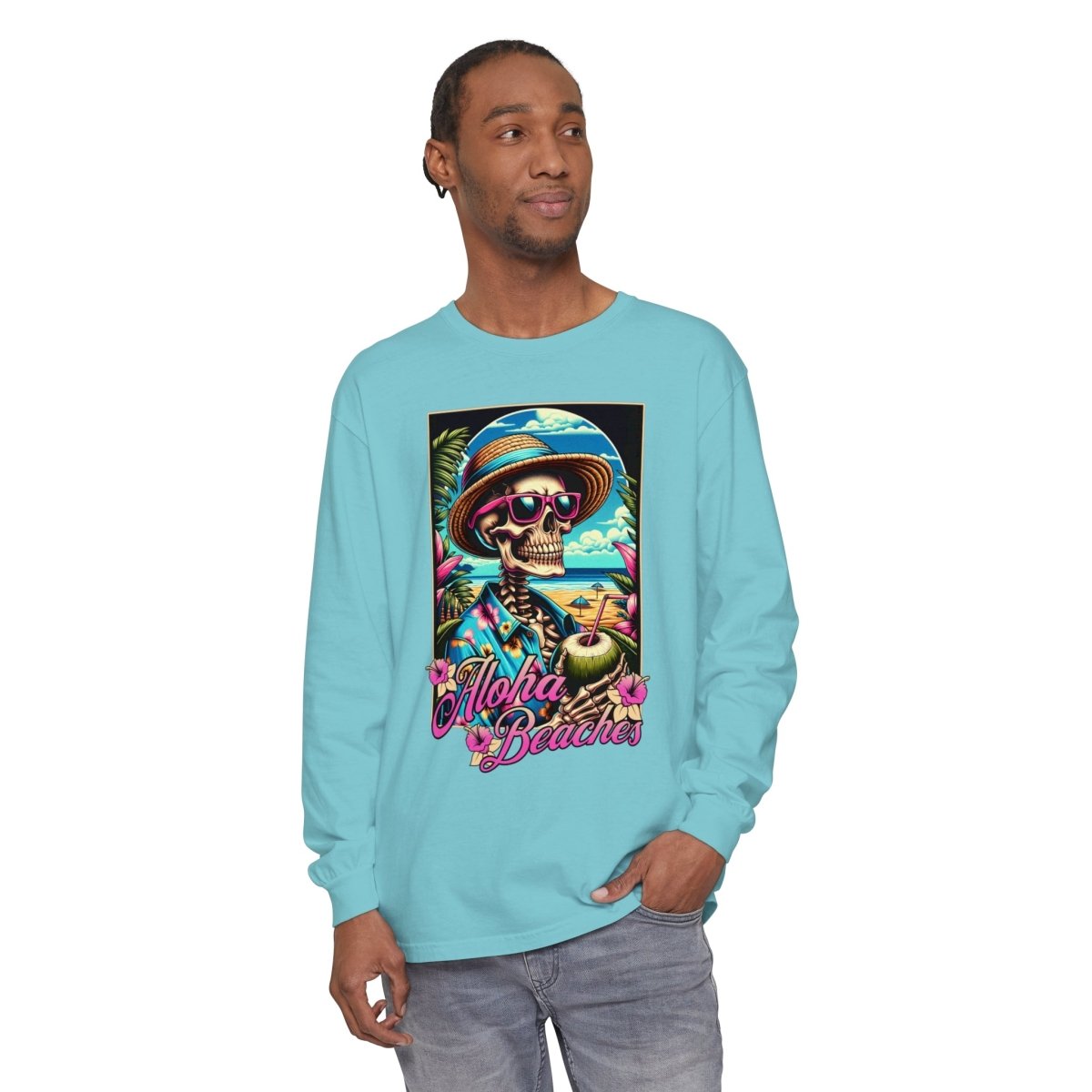 Aloha Beaches Skeleton Unisex Long Sleeve T-Shirt - T - Generates