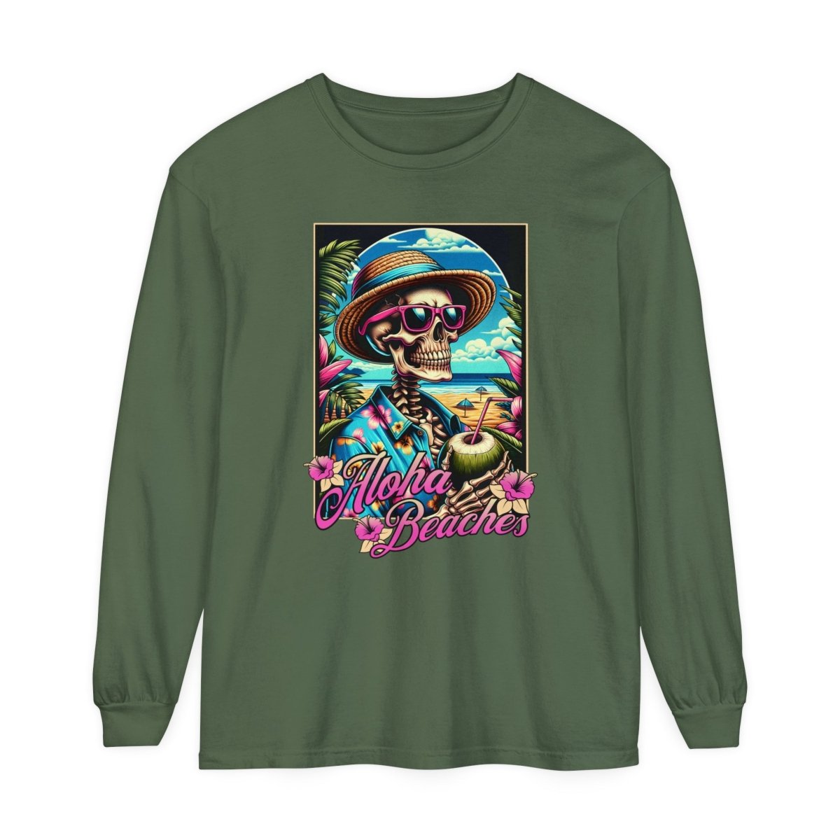 Aloha Beaches Skeleton Unisex Long Sleeve T-Shirt - T - Generates
