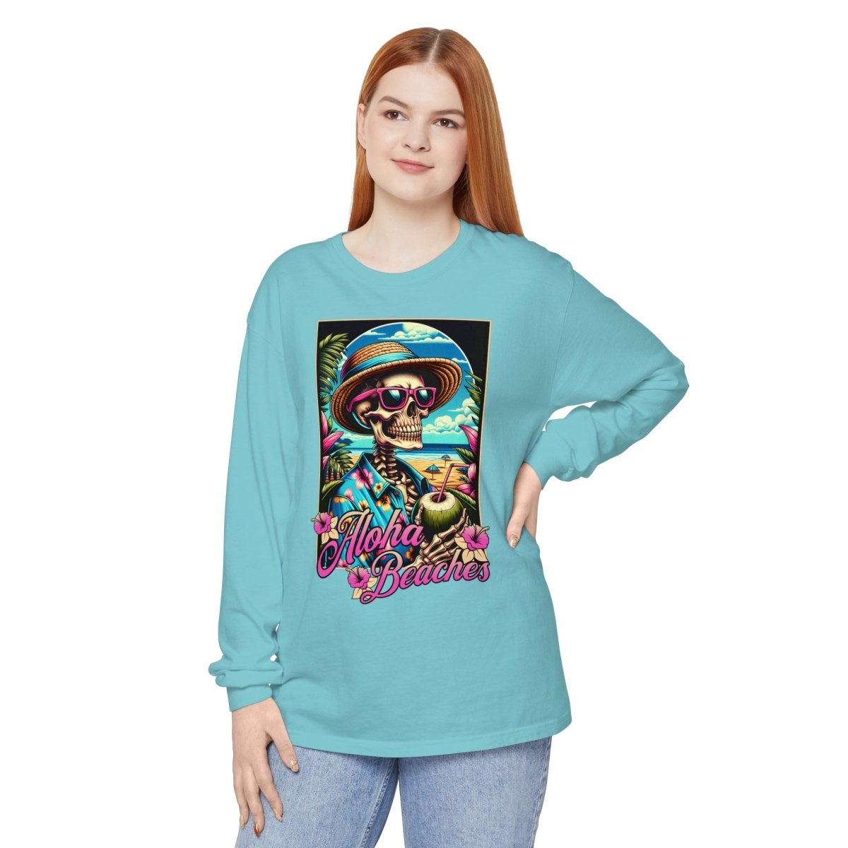 Aloha Beaches Skeleton Unisex Long Sleeve T-Shirt - T - Generates