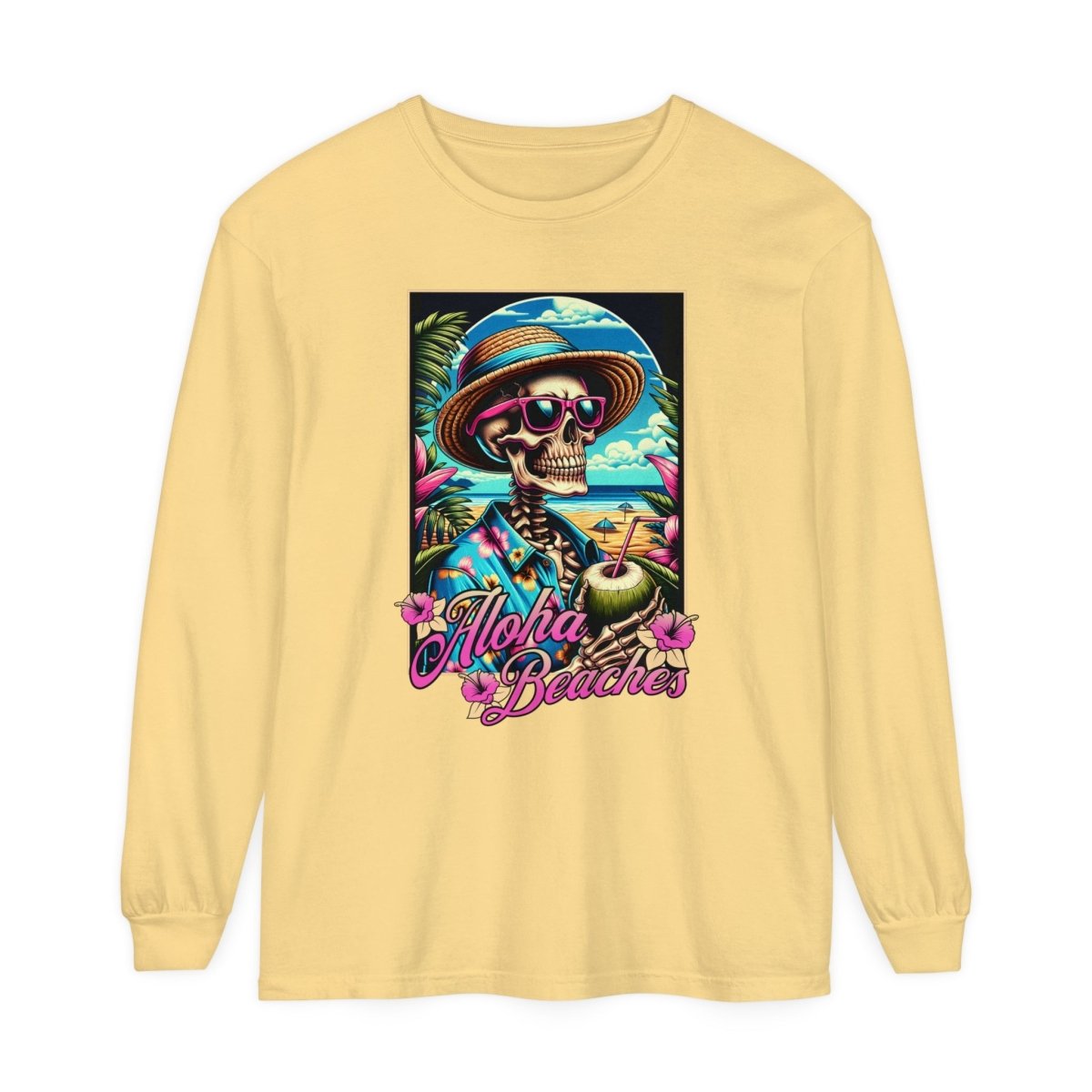 Aloha Beaches Skeleton Unisex Long Sleeve T-Shirt - T - Generates
