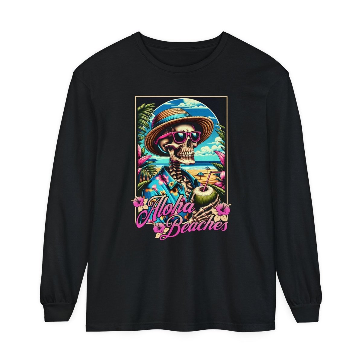 Aloha Beaches Skeleton Unisex Long Sleeve T-Shirt - T - Generates