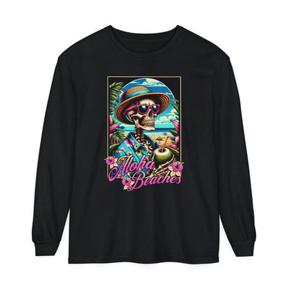 Aloha Beaches Skeleton Unisex Long Sleeve T-Shirt - T - Generates