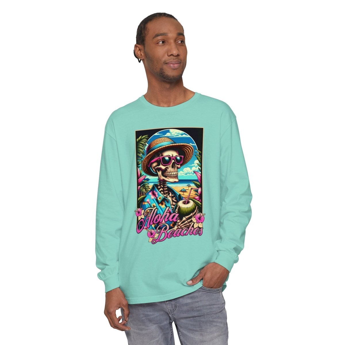 Aloha Beaches Skeleton Unisex Long Sleeve T-Shirt - T - Generates
