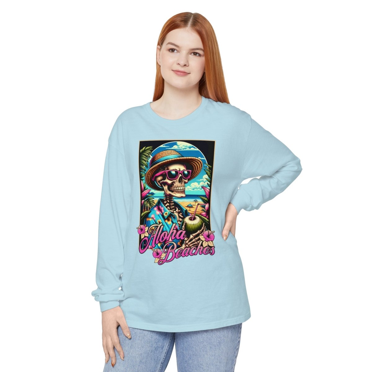Aloha Beaches Skeleton Unisex Long Sleeve T-Shirt - T - Generates