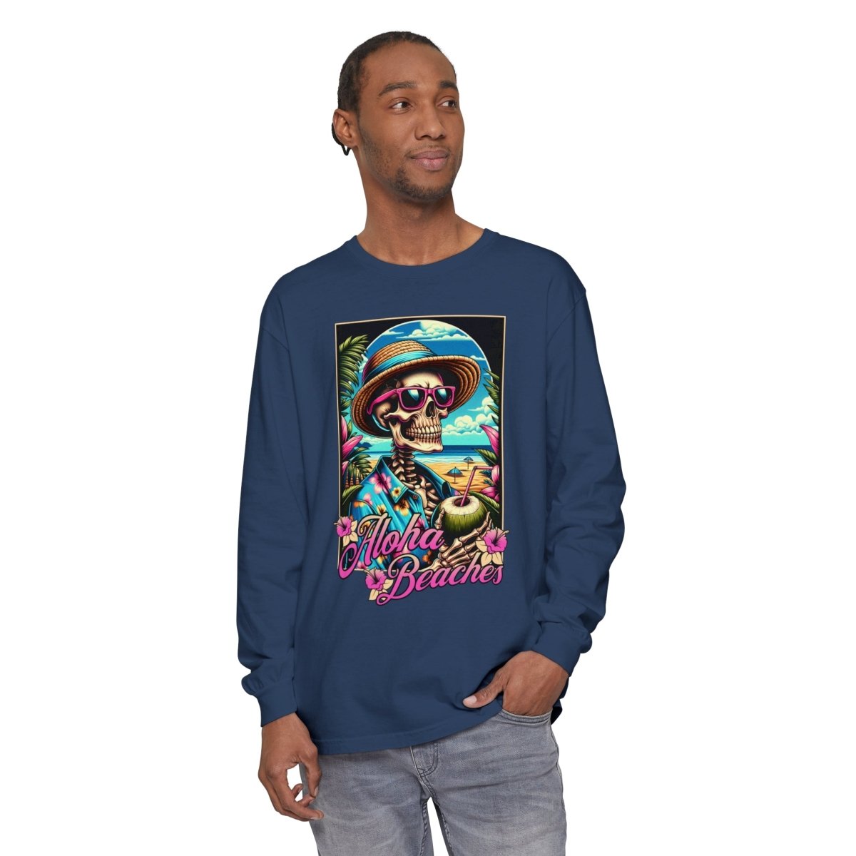 Aloha Beaches Skeleton Unisex Long Sleeve T-Shirt - T - Generates