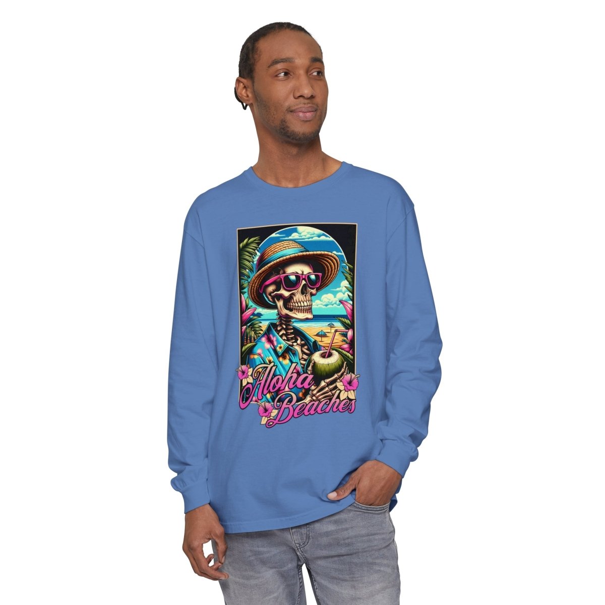 Aloha Beaches Skeleton Unisex Long Sleeve T-Shirt - T - Generates