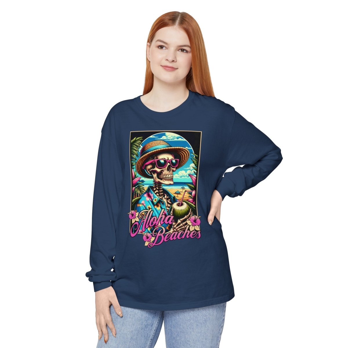 Aloha Beaches Skeleton Unisex Long Sleeve T-Shirt - T - Generates