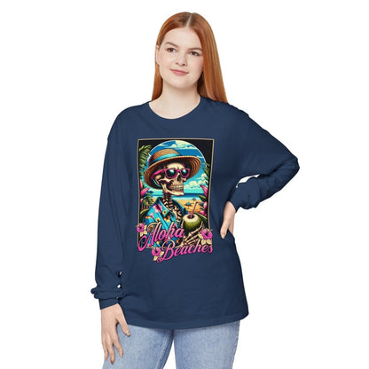 Aloha Beaches Skeleton Unisex Long Sleeve T-Shirt - T - Generates