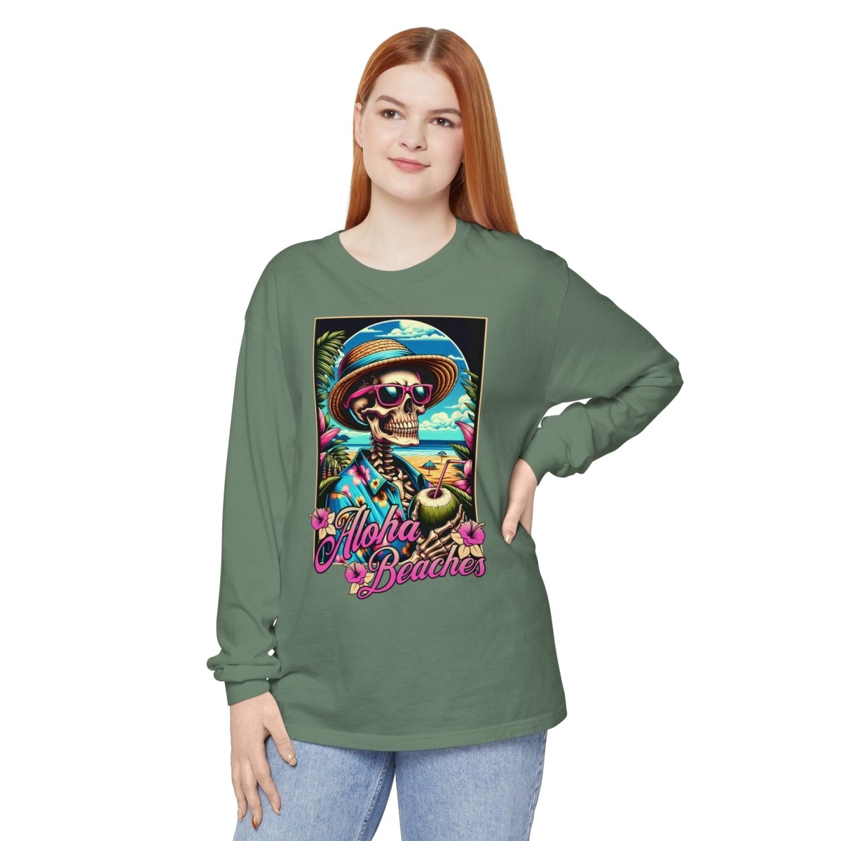 Aloha Beaches Skeleton Unisex Long Sleeve T-Shirt - T - Generates