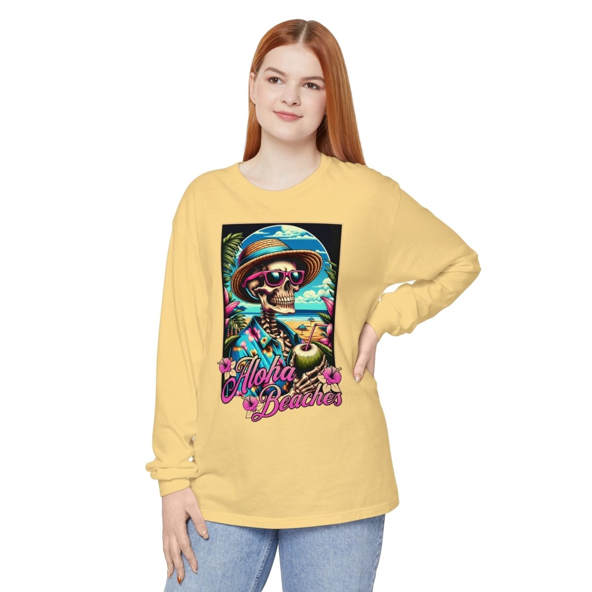 Aloha Beaches Skeleton Unisex Long Sleeve T-Shirt - T - Generates
