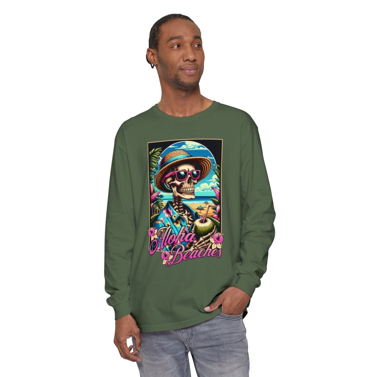 Aloha Beaches Skeleton Unisex Long Sleeve T-Shirt - T - Generates