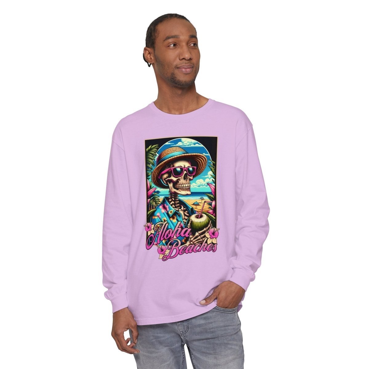 Aloha Beaches Skeleton Unisex Long Sleeve T-Shirt - T - Generates