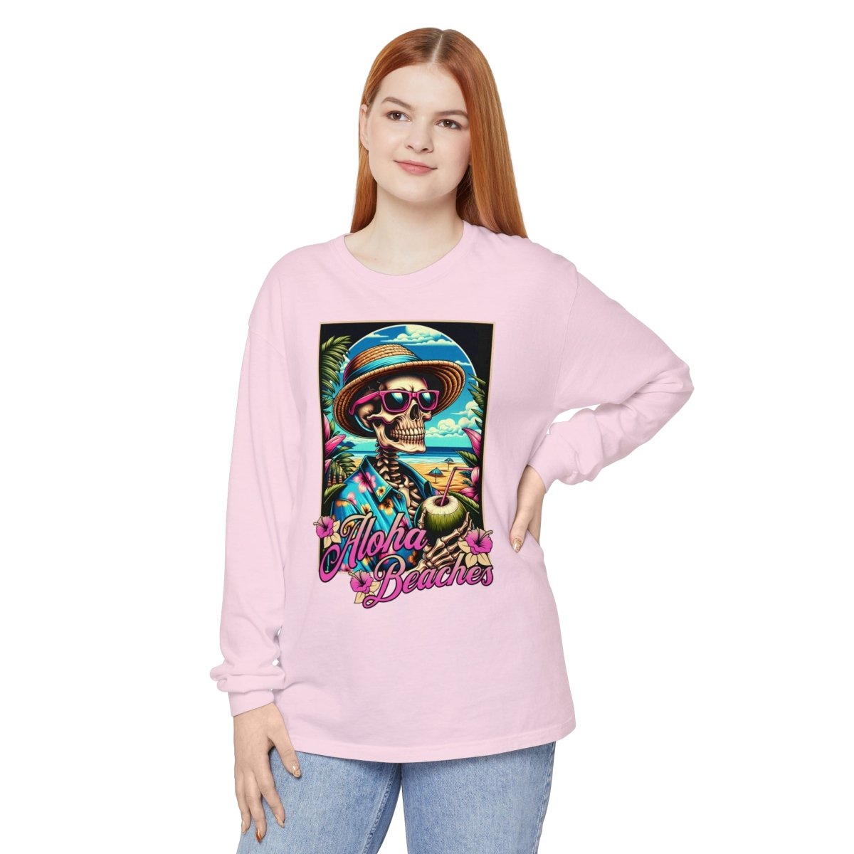 Aloha Beaches Skeleton Unisex Long Sleeve T-Shirt - T - Generates