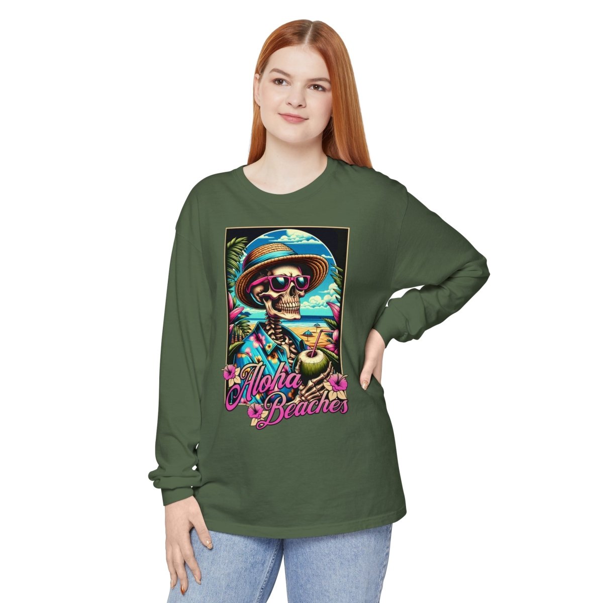 Aloha Beaches Skeleton Unisex Long Sleeve T-Shirt - T - Generates