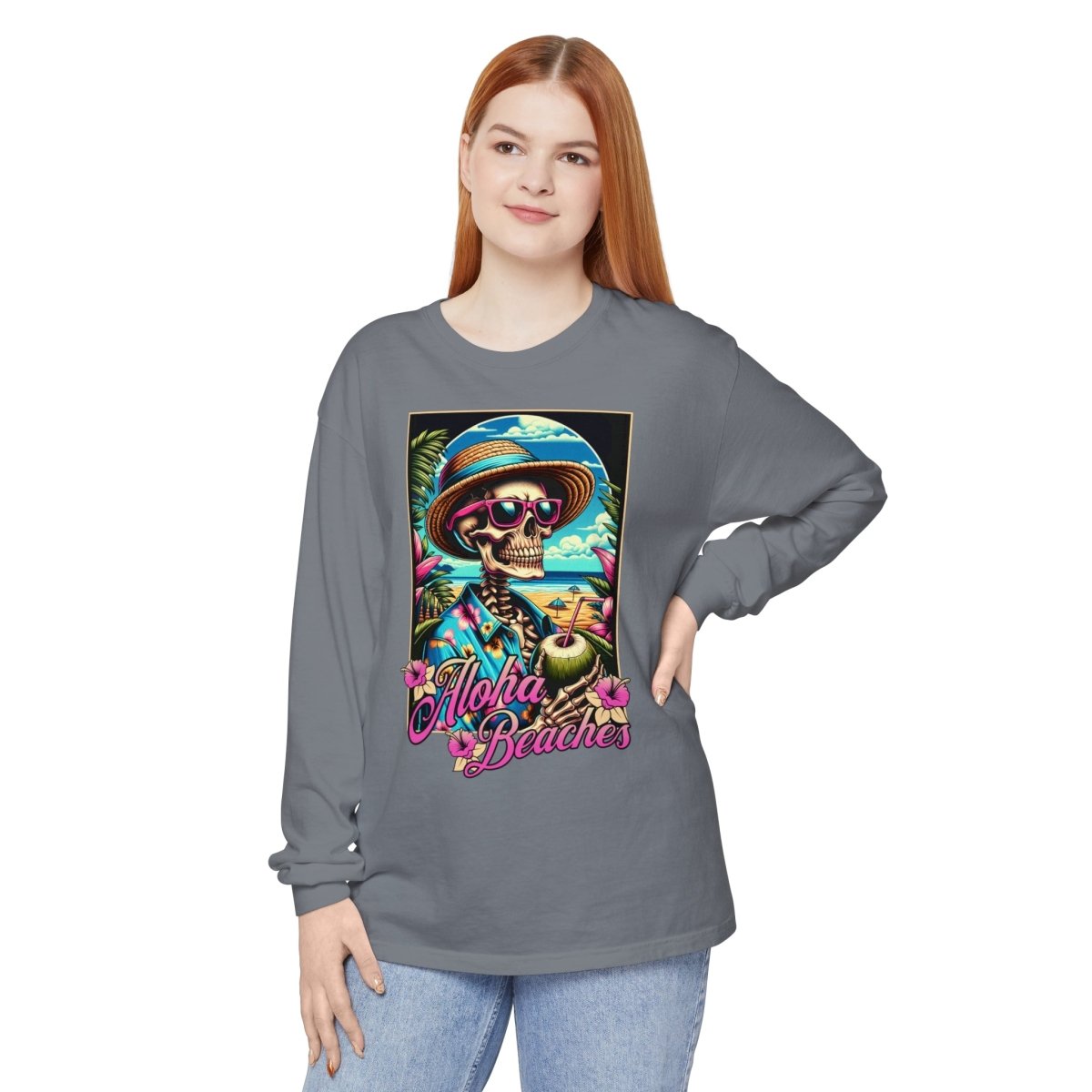 Aloha Beaches Skeleton Unisex Long Sleeve T-Shirt - T - Generates