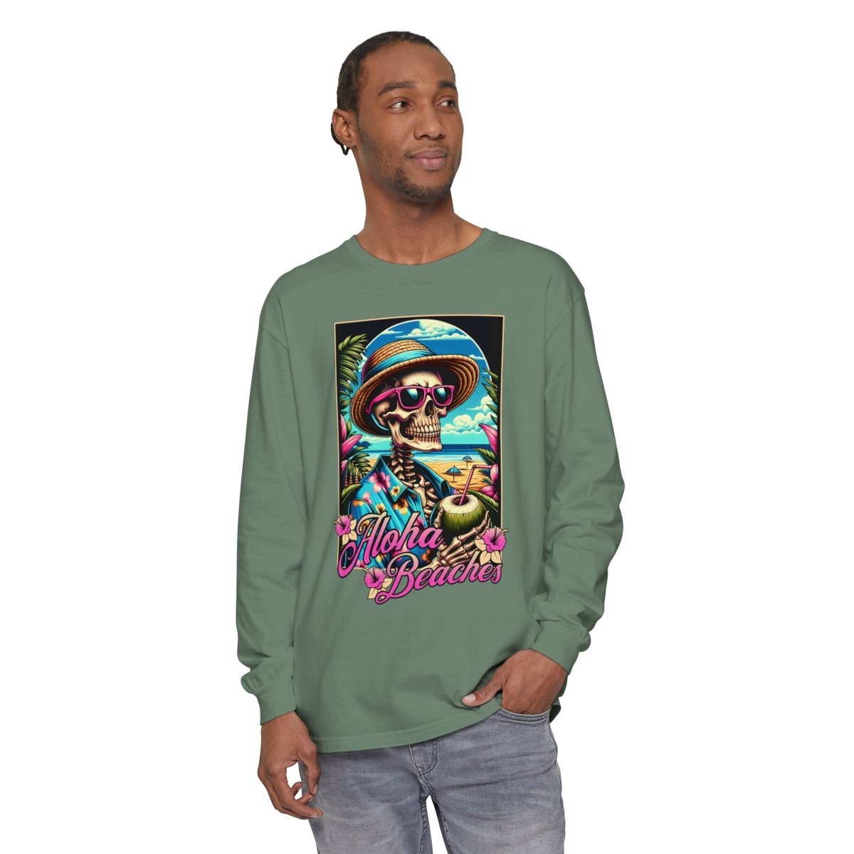 Aloha Beaches Skeleton Unisex Long Sleeve T-Shirt - T - Generates