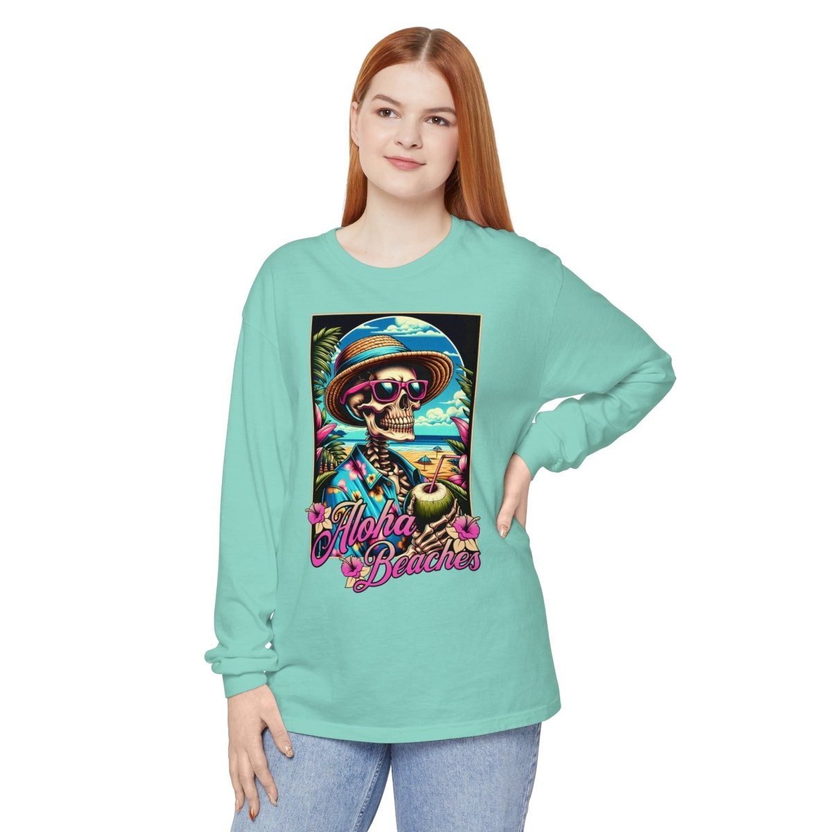 Aloha Beaches Skeleton Unisex Long Sleeve T-Shirt - T - Generates