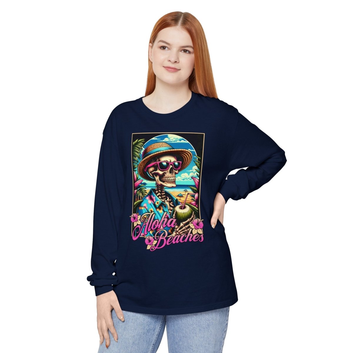 Aloha Beaches Skeleton Unisex Long Sleeve T-Shirt - T - Generates