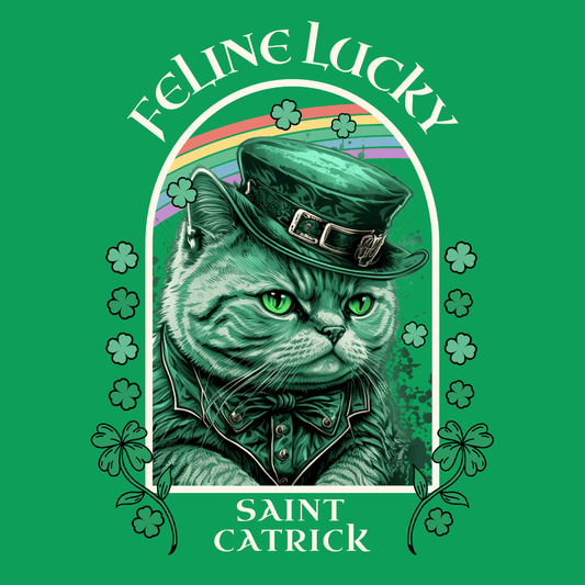 Feline Lucky Cat Saint Patrick's Day Unisex T-Shirt - T - Generates