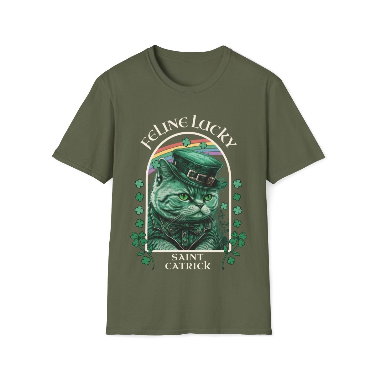 Feline Lucky Cat Saint Patrick's Day Unisex T-Shirt - T - Generates