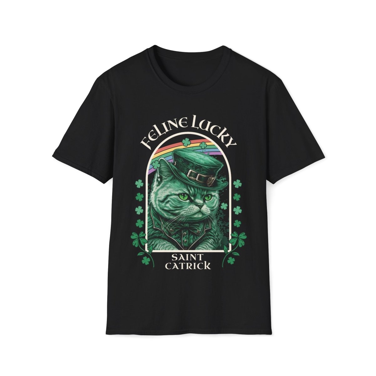 Feline Lucky Cat Saint Patrick's Day Unisex T-Shirt - T - Generates