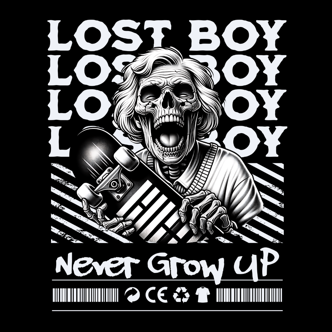 Lost Boy Never Grow Up Skateboarding Unisex T-Shirt - T - Generates