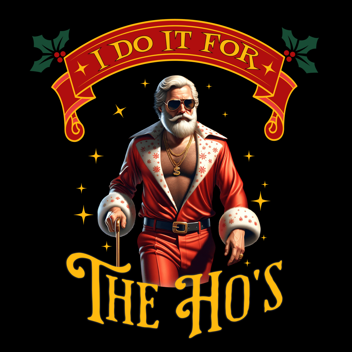 Pimp Santa I Do It For the Ho's Christmas Unisex T-Shirt - T - Generates