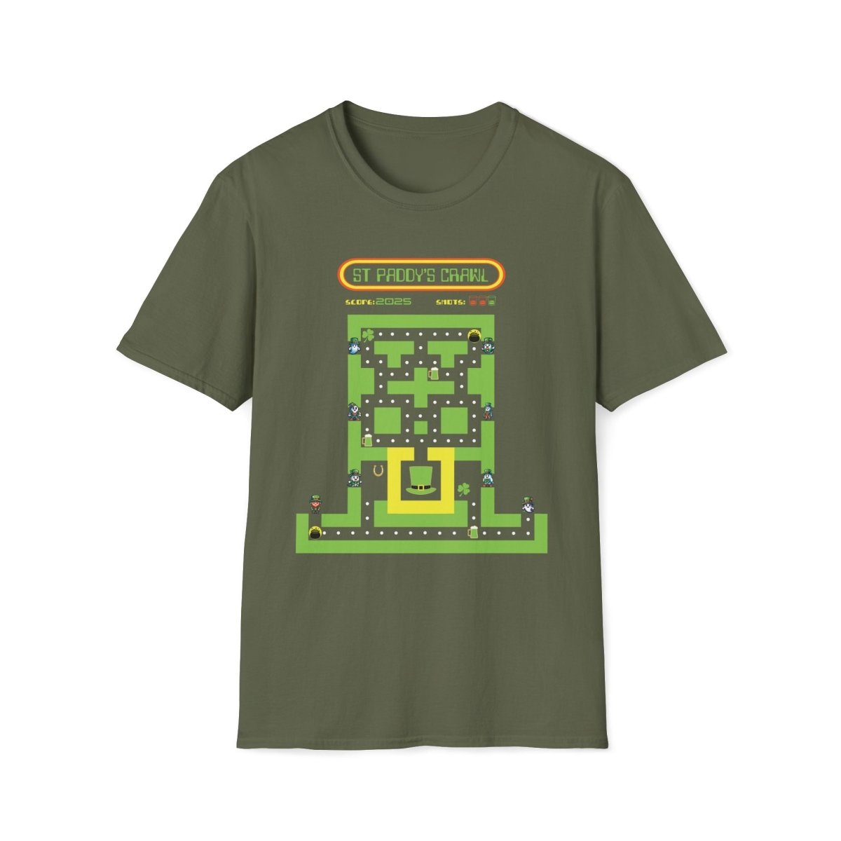 St. Paddy's Crawl 8 - bit Gamer Saint Patrick's Day Unisex T-Shirt - T - Generates