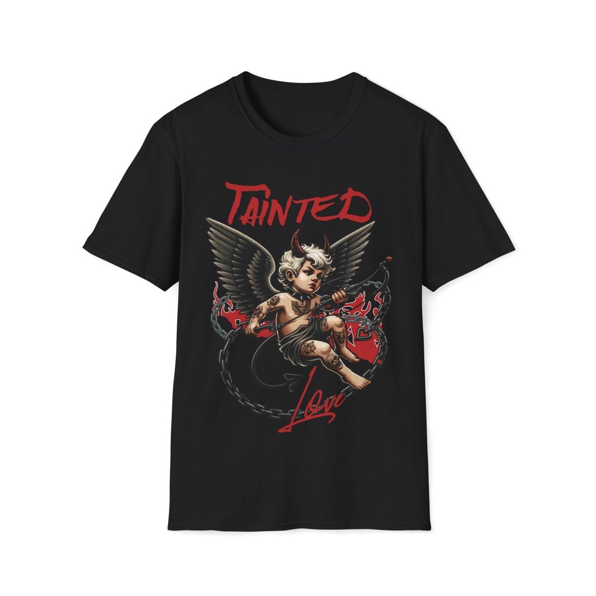 Tainted Love Retro 80's Metal Hair Band Cupid Valentines Day Unisex T-Shirt - T - Generates