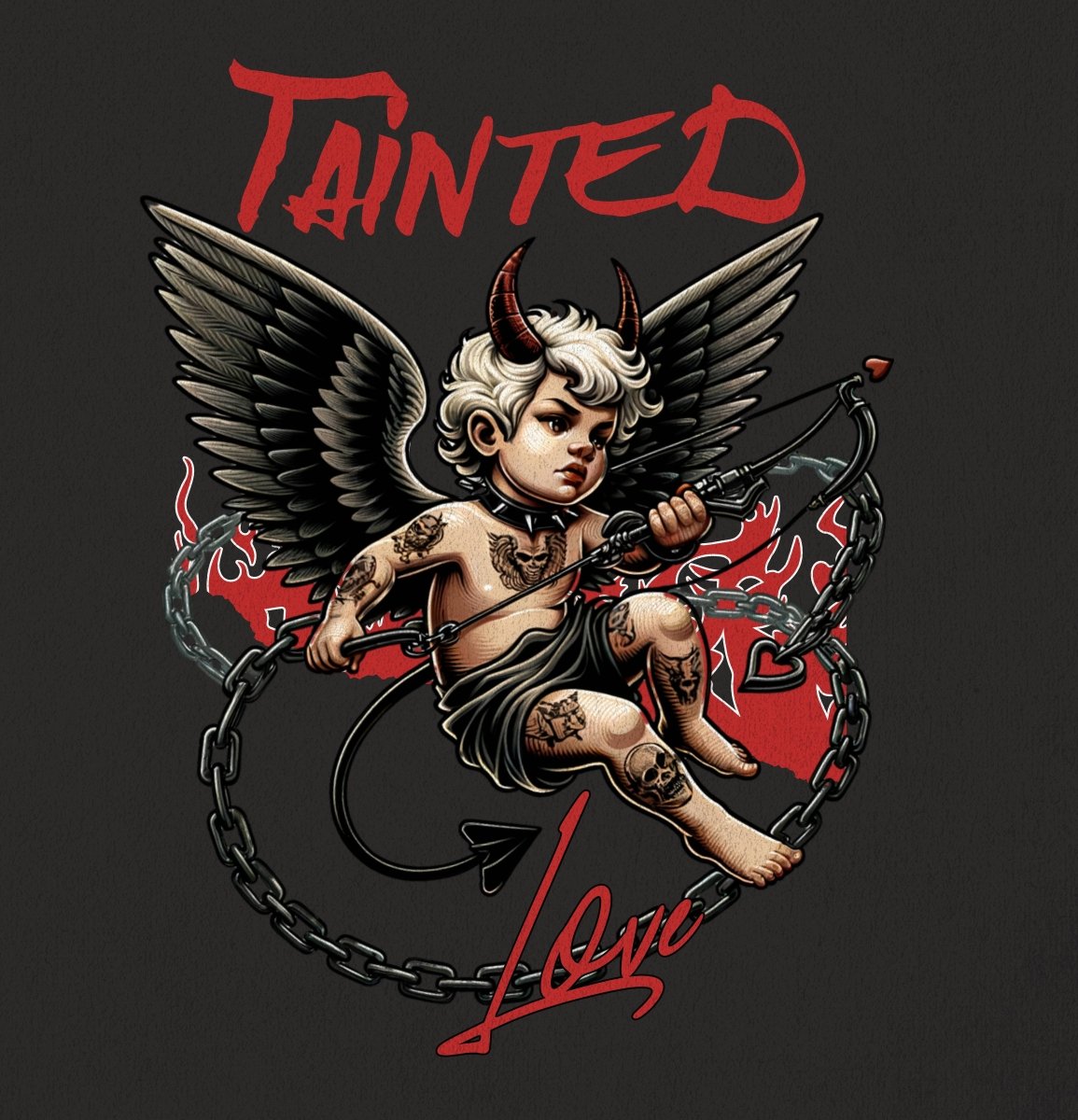 Tainted Love Retro 80's Metal Hair Band Cupid Valentines Day Unisex T-Shirt - T - Generates
